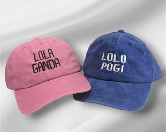 Lolo Pogi Embroidered Hat: Filipino Grandpa Gift, Organic Cotton Cap