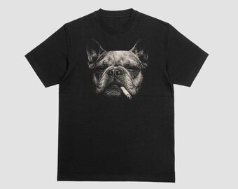 Smoking French Bulldog Shirt, Funny Dog Shirt, Vintage Grunge Dog Graphic Tee, Meme Dog Shirt, Comfort Colors T-Shirt, Gift for Dog Lovers