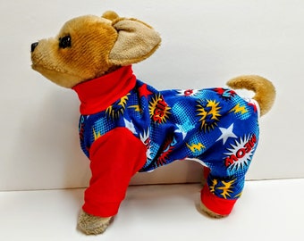 SaleSale Dog Pajamas Blue and Red Bark Print by Doodlebug Duds