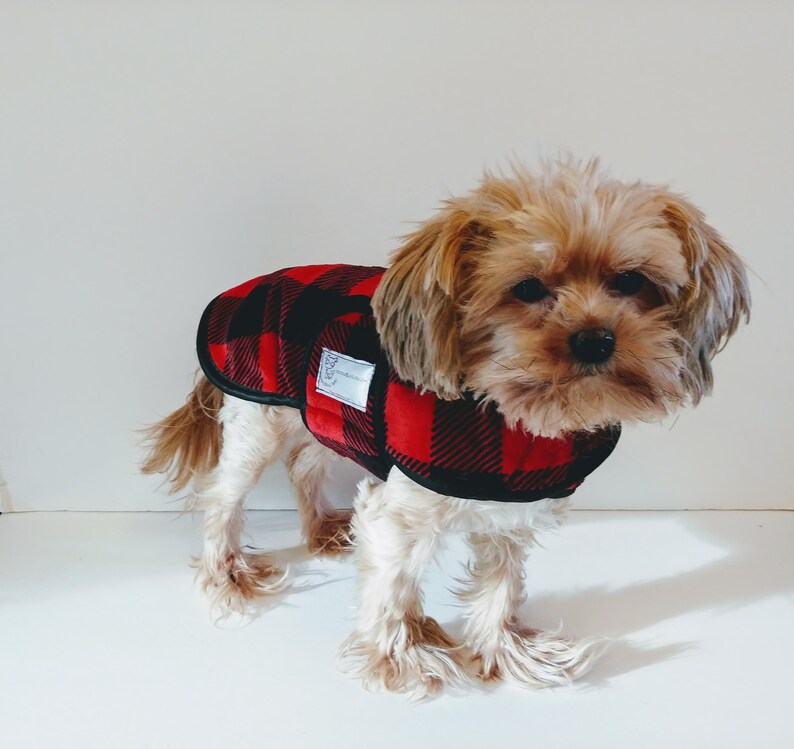 Red and Black Plaid Dog Coat 20 Dollars to 50 Dollars Etsy