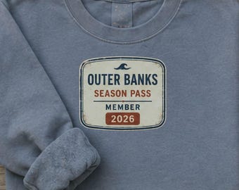 Outer Banks Beach Badge Sweatshirt | OBX Crewneck | North Carolina Beach Sweatshirt | Cozy Coastal Vacation Pullover | Outer Banks Gift