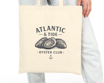 Atlantic & Tide Oyster Club Tote Bag | Canvas Oyster Illustration