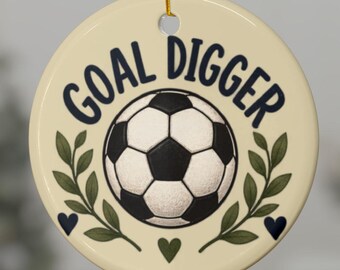 Fotbollsprydnad | Målgrävare fotbollsprydnad | Julprydnad för fotbollsspelare | Fotbollspresent för flickor | Fotbollsstrumpor