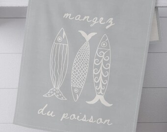 Pano de prato com estampa de peixe vintage: decoração decorativa para cozinha