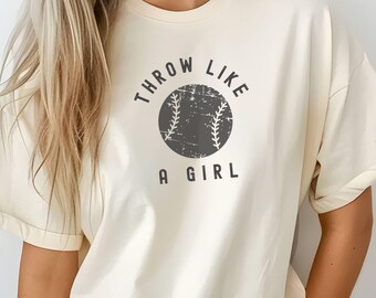 Softball "Throw Like a Girl" T-shirt | Vintage Baseball Unisex Graphic Tee