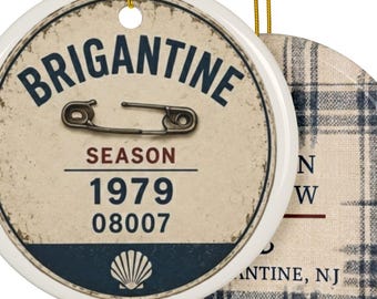 Brigantine Vintage Beach Badge Ornament