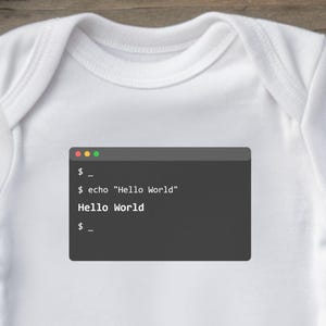 Hello World Baby Bodysuit | Funny Programmer Coding Baby Clothes | Software Engineer Baby | Techie Baby Outfit | Developer Baby Shower Gift