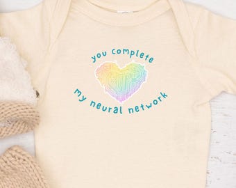Techie "You Complete My Neural Network" Baby Bodysuit | AI ML Nerdy Newborn Gift