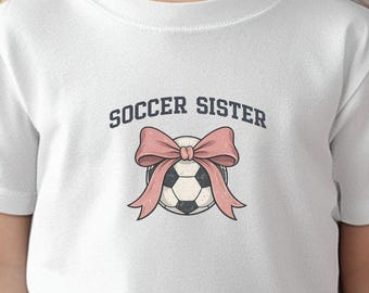 Soccer Sister Toddler Tee | Sibling Gift with Coquette Bow Design