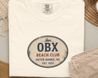 Outer Banks Beach Club Shirt | OBX NC T-Shirt | Vintage Coastal Heritage Tee | Comfort Colors Beach Vacation Gift