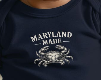 Maryland Made Crab Illustration Infant Bodysuit | Nautical State Pride
