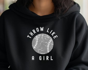 Softball "Throw Like A Girl" Unisex Hoodie | Women's Baseball Sweatshirt