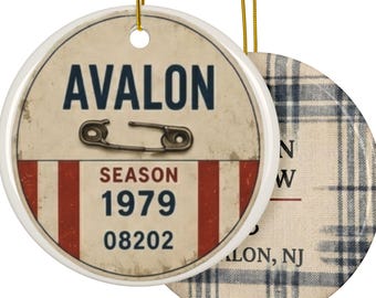 Avalon NJ Beach Badge Ornament | Avalon New Jersey Christmas Ornament | Jersey Shore Vacation Souvenir | Coastal Holiday Gift