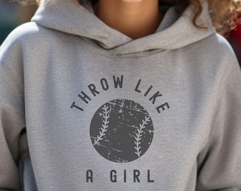 Softball "Throw Like a Girl" Youth Hoodie | Kids' Baseball Pride Sweatshirt