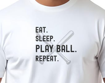 Baseball Softball "Eat. Sleep. Play Ball. Repeat." Unisex Game Day T-Shirt