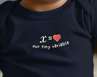 Techie "our tiny variable" Infant Cotton Bodysuit | Cute Math Equation Baby Gift