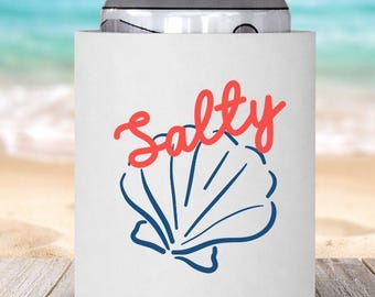 Salty Clam Shell Can Cooler | Beach Nautical Drink Cozie