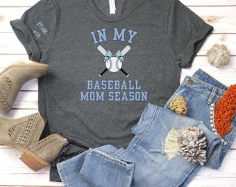 Baseball Mom T-Shirt, Personalized Name and Number (Unisex S-XXL)