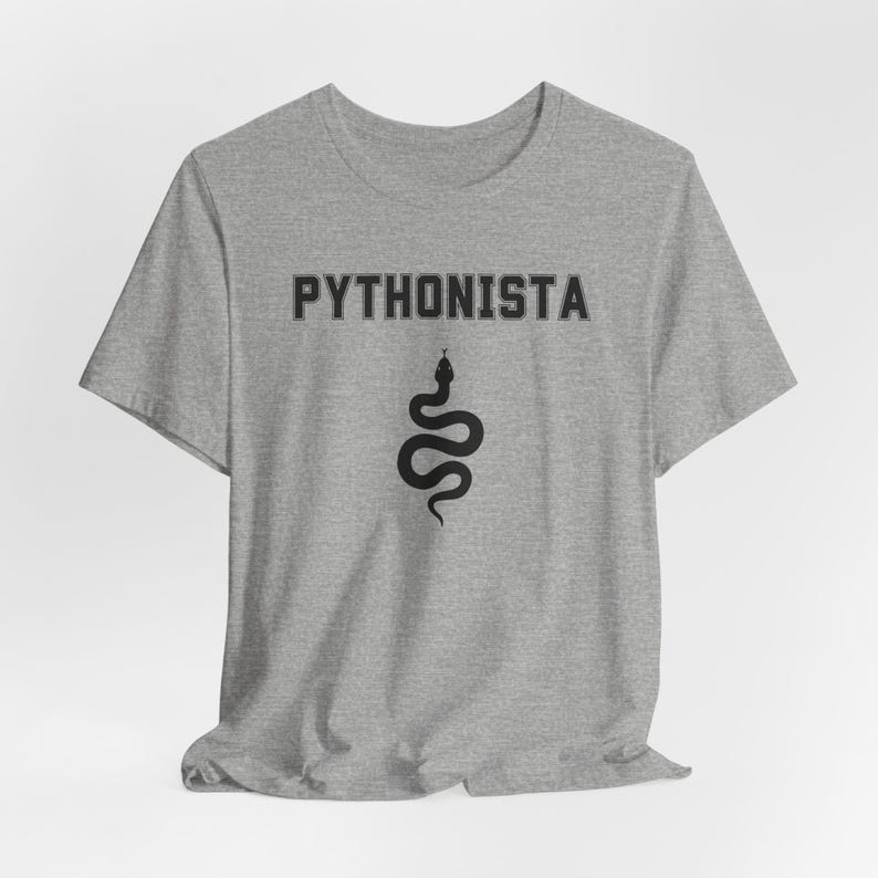 a grey t - shirt with a black and white image of a snake on it