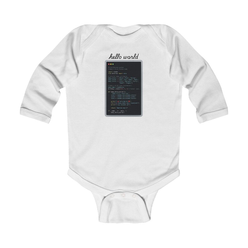 Body tecnológico para bebé – Regalo con código Python "Hola Mundo" imagen 6
