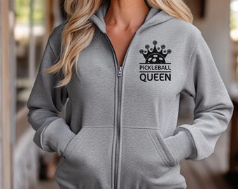 Personalized Pickleball Queen Zip Hoodie: Cozy Athletic Sweatshirt