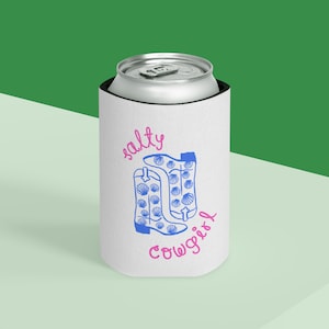 Salty Cowgirl Can Cozie, Fun Beach Cooler Accessory for Summer Gatherings, Gift for Cowgirls, Outdoor Parties, Bachelorette Party Favor
