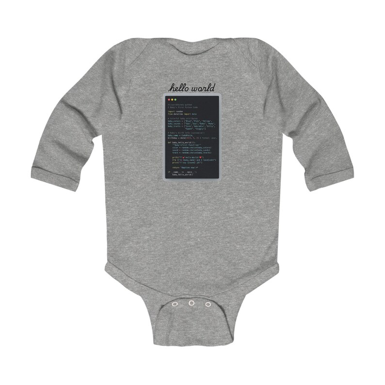Body tecnológico para bebé – Regalo con código Python "Hola Mundo" imagen 7