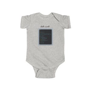a baby bodysuit with a program on it