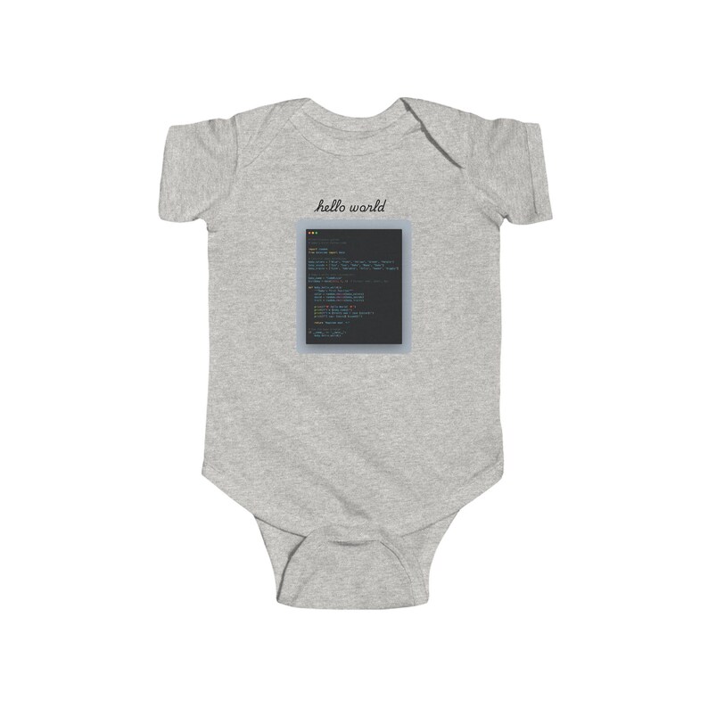 a baby bodysuit with a program on it