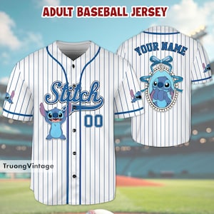 Custom Disney Stich Baseball Jersey, Stich Baseball Jersey, Adult/Youth/Kids Jersey