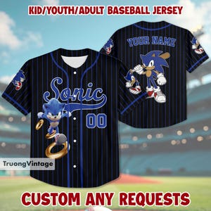 Custom Sonic Baseball Jersey, Sonic Jersey Baseball , Sonic Birthday Outfit, Kids Birthday Jersey