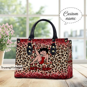 Bolsa de couro feminina personalizada com desenho animado, carteira, bolsa para amantes da Betty Boop, bolsa de couro personalizada, presente para mãe