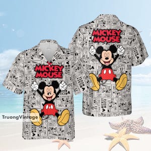 Personalized Mickey Mouse Comic Hawaiian Shirt, Disney Family Hawaiian Shirt, Family Summer Beach Hawaii Shirt