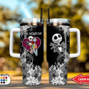 Personalisierte Alptraum Weihnachten Becher 40 Unzen, Jack Skellington Becher, benutzerdefinierte Paar Becher, Weihnachten Edelstahl Becher