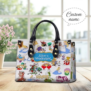 Niestandardowa skórzana torba Alicja w Krainie Czarów, skórzana torba crossbody Alicja z kreskówek, skórzana torebka Disney, skórzana torba na ramię Magic World
