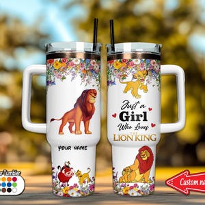 Personalized Custom Disney Lion 40oz Tumbler, Just A Girl Loves Lion King Tumbler, Animal Kingdom 40oz Tumbler