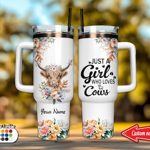 Personalized Cow Tumbler 40oz, Just A Girl Who Loves Cow Tumbler, Cow 40 oz Tumbler , Stainless Steel Tumbler, Tumbler Cup