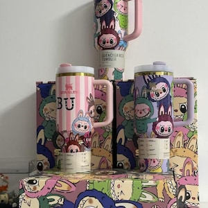 Limited Edition Cartoon 40oz Tumbler- Viral Pop Mart Collab, Cute Cartoon Tumbler, Perfect for Best Friend Gift Idea