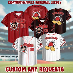 Personalized Personalize Disney Vintage Mickey Mouse Baseball Jersey, Disney Baseball Jersey Collection Choose Style Jersey