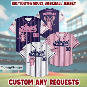 Custom Disney Lilo and Stitch Baseball Jersey, Stitch Baseball Jersey, Custom Kids, Youth, Adult Stitch Jersey