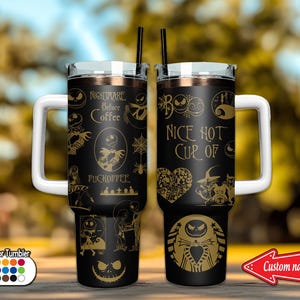 Personalisierte Alptraum Weihnachten Becher 40 Unzen, Jack Skellington Becher, benutzerdefinierte Paar Becher, Weihnachten Edelstahl Becher