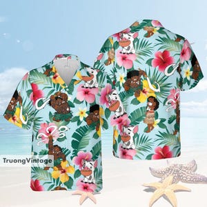 Personalized Disney Moana Hawaiian Shirt And Shorts, Disney Summer Shirt, Disney Princess Hawaiian Shirt, Moana Tropical Hawaiian Shirt