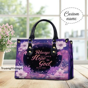 Personalized Christian Leather Handbag,Faith Purse with Hosea 12:6 Leather Bag Personalized Bag, Gift For Mom