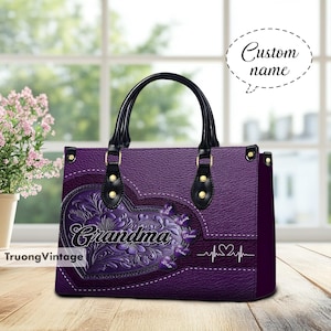 Personalized Grandma&#39;s Leather Bag, Loving Gift For Grandmother, Mother, Mom PU Leather Bag , Shoulder Bag, Vintage Crossbody Bag
