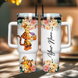 Personalized Tigger 40oz Tumbler, Custom Tigger Tumbler, Winnie The Pooh Tumbler, Stainless Steel Tumbler