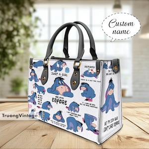 Personalized Eeyore Winnie the Pooh PU Leather Handbag, Eeyore Handbag, Eeyore Custom Leather Bag, Personalized Handbag, Gift For Mom