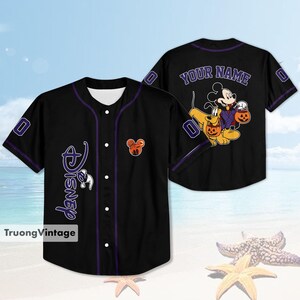 Custom Disney Mickey Halloween Jersey, Personalized Baseball Team Jersey, Mickey Birthday Gift for Halloween Disney shirt