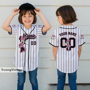 Personalized Disney Minnie Baseball Jersey, Minnie Jersey, Disney Jersey, Kids, Youth, Adult Jersey Birthday Gift For Girl