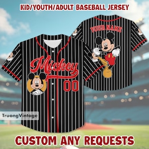 Personalize Disney Vintage Mickey baseball Jersey, Disney Mickey Baseball Jersey, Adult/Youth/Kids Jersey