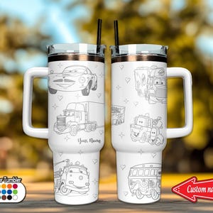 Personalized Cars 40oz Tumbler, Lightning McQueen 40oz Tumbler , Cars Movie Tumbler, Cars Handle Stainless Steel Tumbler